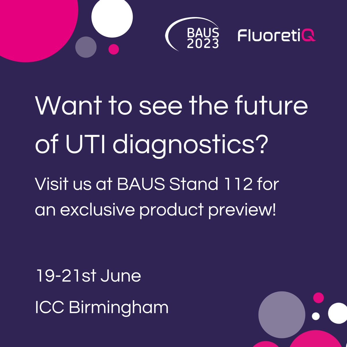 Want to see the future of UTI diagnostics? Visit us at BAUS Stand 112 for an exclusive product preview! @BAUSurology @kasraparsy #Diagnostics #AMR #BAUS23 #Urology