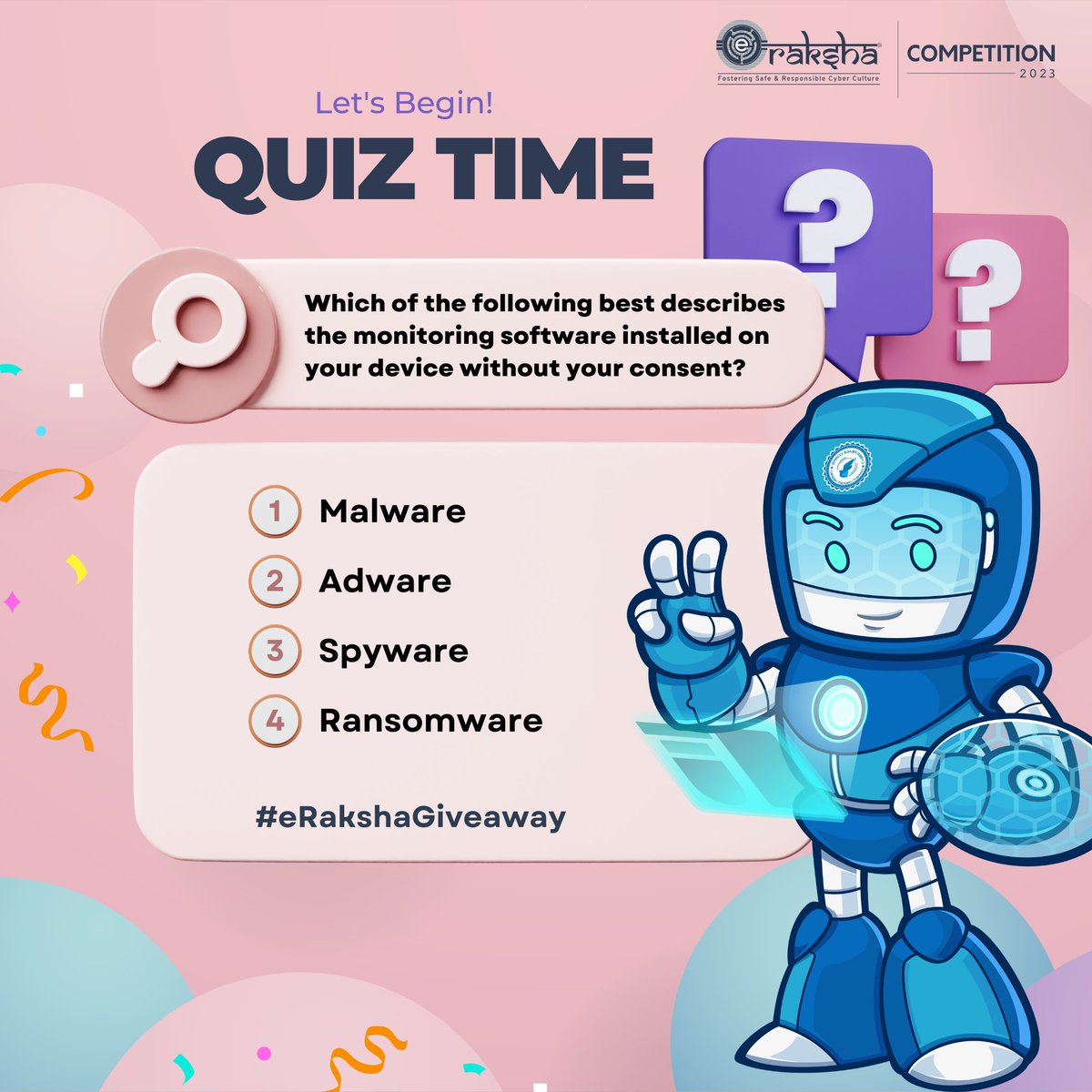 It's #Giveaway Time! Answer this quiz and stand a chance to win Gift Vouchers up to Rs 500!

#eRaksha #eRakshaGiveaway #ContestAlert #CyberPeace☮️ #contestalert #contest #giveaway #giveawaycontest #contestgiveaway #giveawayalert #win #giveaways #giveawaytime #instagiveaway…
