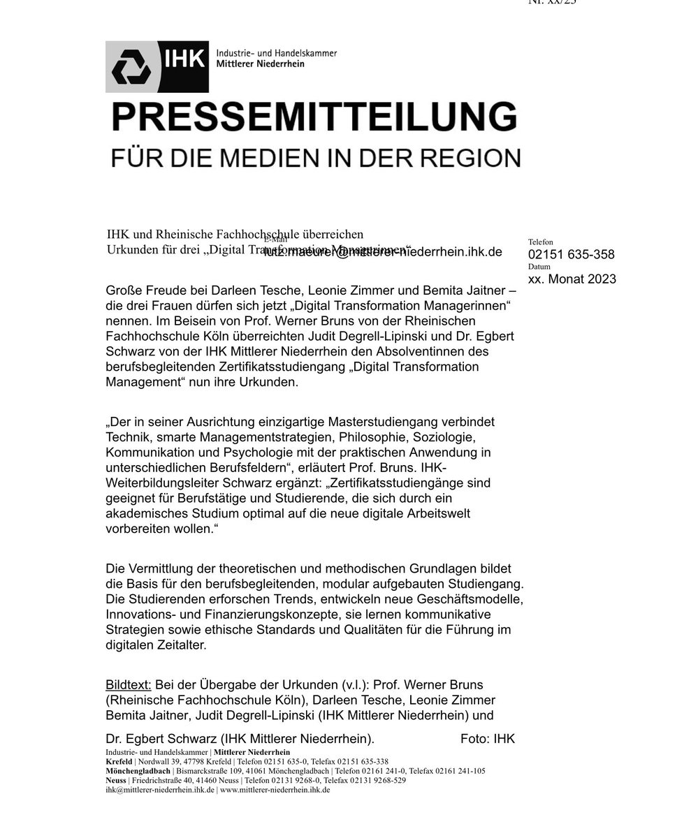 Ein großer Tag für bei der IHK mittlerer Niederrhein!