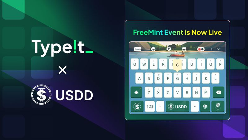 typeit_'s tweet photo. 🎉 We are thrilled to announce our new partnership with @usddio !

💵USDD is the first over-collateralized, decentralized stablecoin that is transparent and fully backed by mainstream digital assets at all times.

🎁To celebrate this exciting collaboration, we have launched a joint Freemint #NFT WL #Giveaway event.

👇To participate, please visit:
https://t.co/hRz0FpJTV4

#Airdrop #typetoearn #type2earn #typeit #usdd