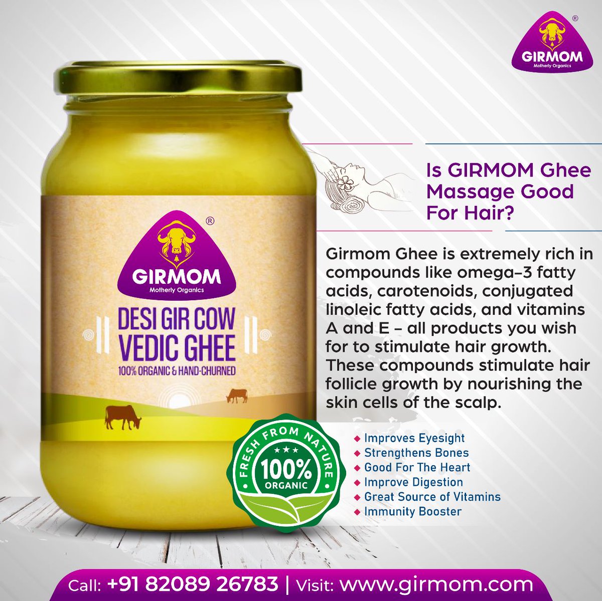 Girmom Ghee Massage is Good For Hair.
Buy Girmom Vedic Ghee, Available On Amazon & Flipkart.
#girmom #girmomorganic #ghee #desighee #vedicghee #bilonaghee #gircow #cowghee #gircowghee #haircaretips