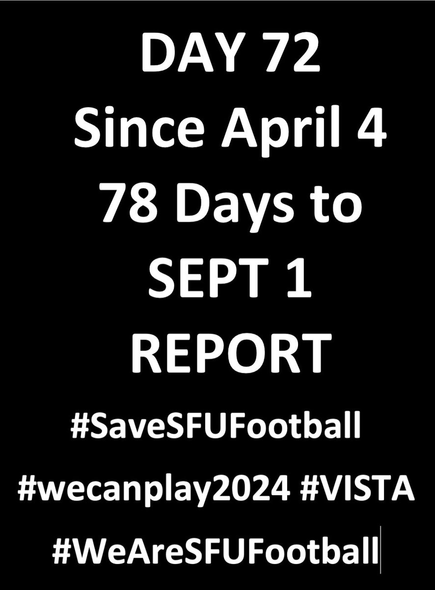 All we need @drjoyjohnson #wecanplay2024 #VISTA

#SaveSFUFootball 🇨🇦🏈

#WeAreSFUFootball

Sign the petition:
forms.office.com/r/6DSz3ixMsY

@CFL @BCLions @CFLPA @CFL_Alumni @SFU @USPORTSca