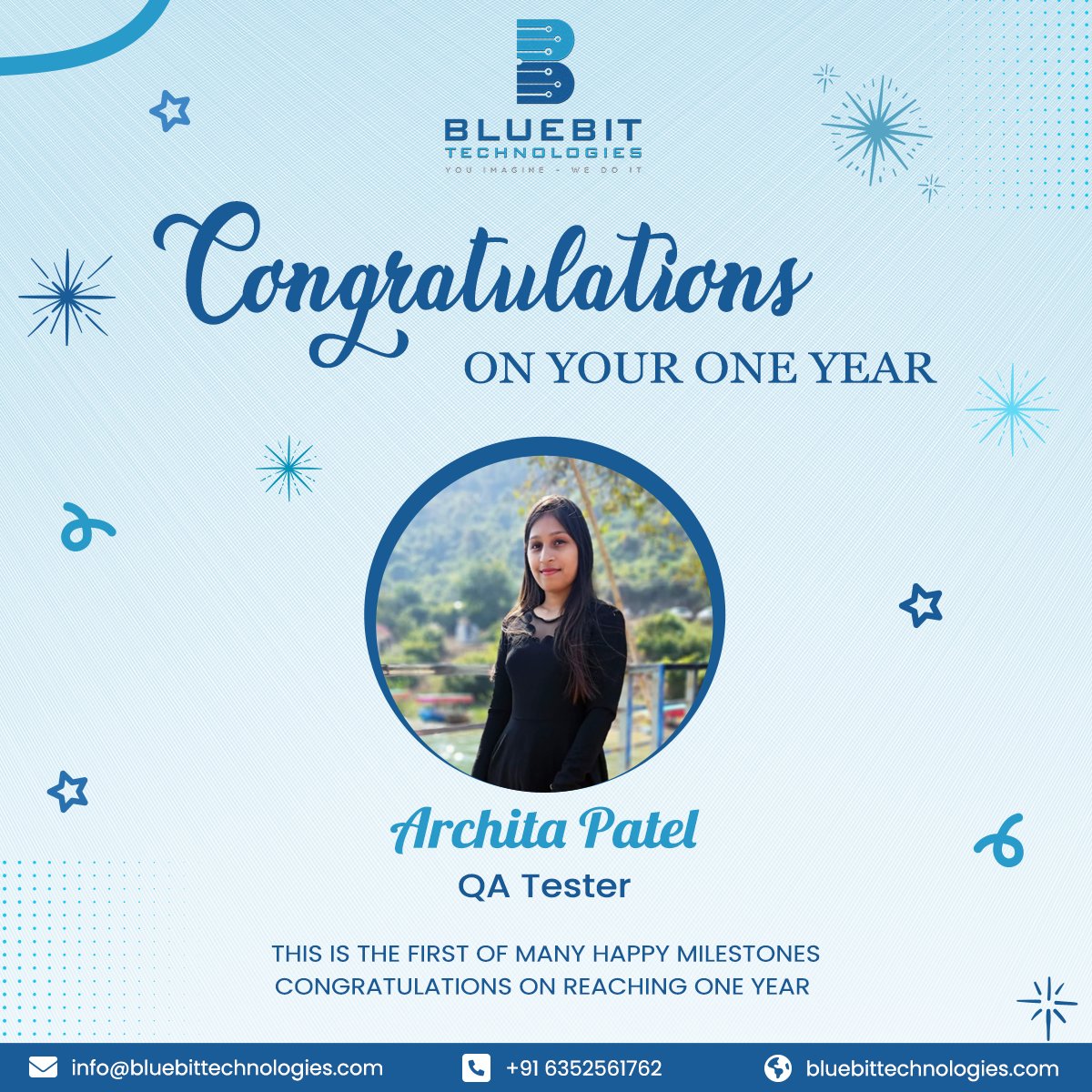 🙂 Happy work anniversary Archita Patel. We are so glad you chose to join us and that you choose to stay with us. 🎉

#workanniversary #anniversary #years #work #congratulations #employeeappreciation #team #grateful #hardwork #workcelebration #dedication #journey