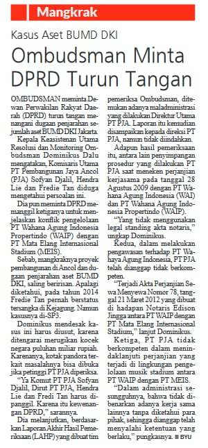 deaayurisky's tweet photo. ternyata ada dugaan korupsi di Ancol yg belum diusut sampe tuntas. yuk
@dprddkijakarta
segera turun tangan!! #kasusancol https://t.co/6mwwSSHgM7