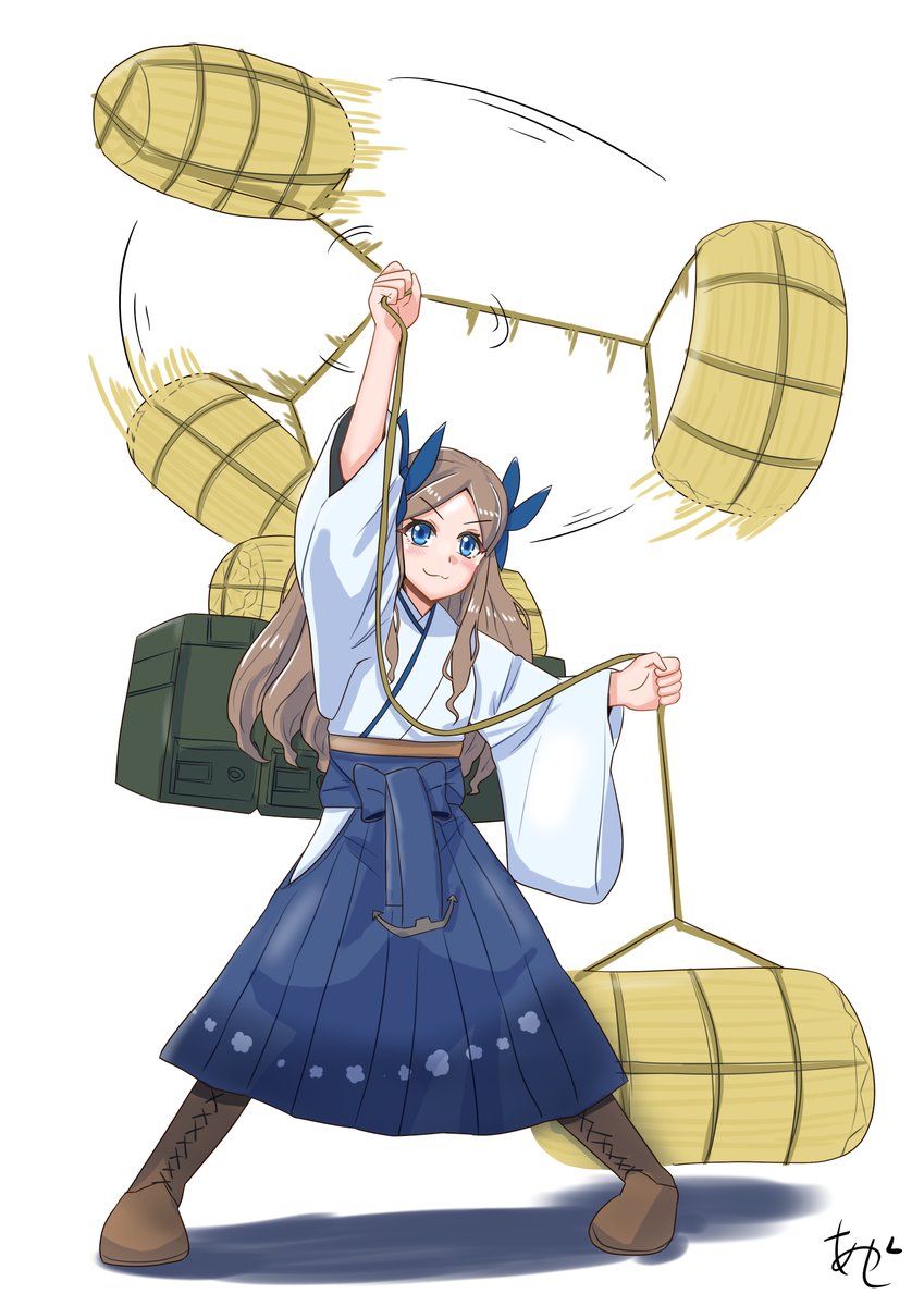 艦これ「朝風。 米百俵デー。みんな、俵はもったわね!!#艦これ版深夜の真剣お絵描き60分」|あかしえるのイラスト