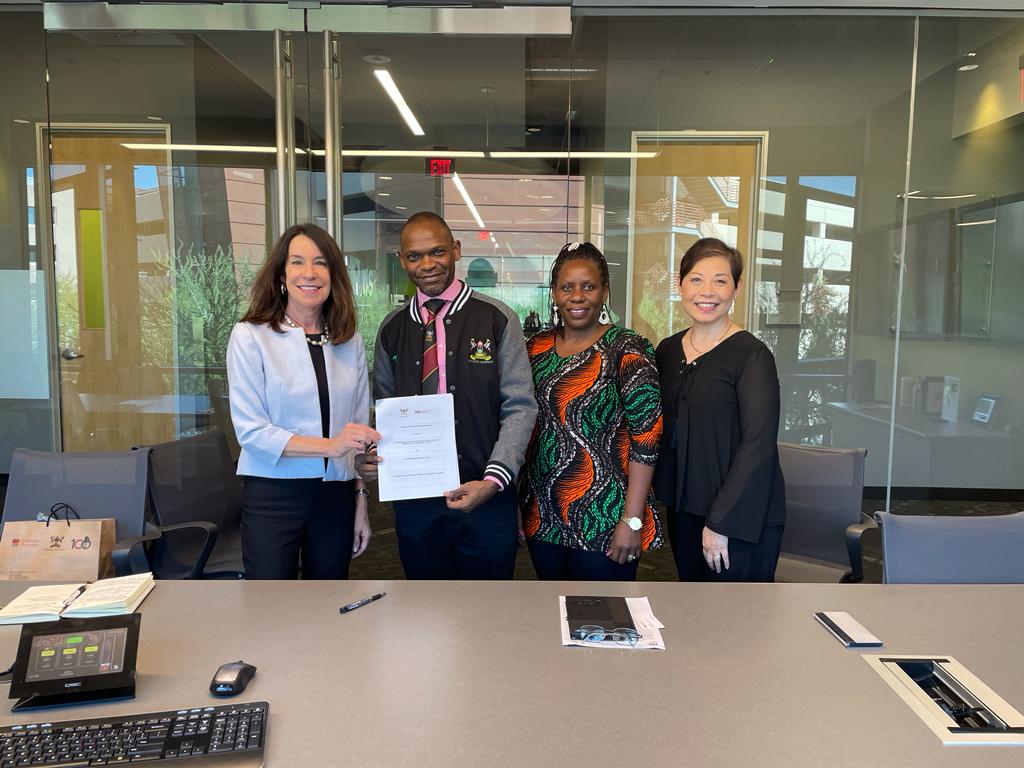 MCFMakerere's tweet photo. .@Makerere is excited to have signed partnership with Arizona State Univ @ASU to build capacity for Quality E-Learning infrastructure &amp; Online Course Dev't; Research; Faculty/ Student exch. To foster transition Initiatives 4 @MastercardFdn Scholars @MCFMakerere @ProfNawangwe https://t.co/JU5joy9d03