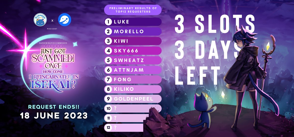 BasementLab_NFT's tweet image. Thank you @Teemo_Daewi and @Ki1iko 
for 2 latest requests 

NOW 3 slots and 3 days left for request!!! 
Bring your characters to Bluemoew Isekai costume with 12 classes from 12 artist   

Link: recomet.io/request/plan/V…

request ends: 18 JUNE 2023