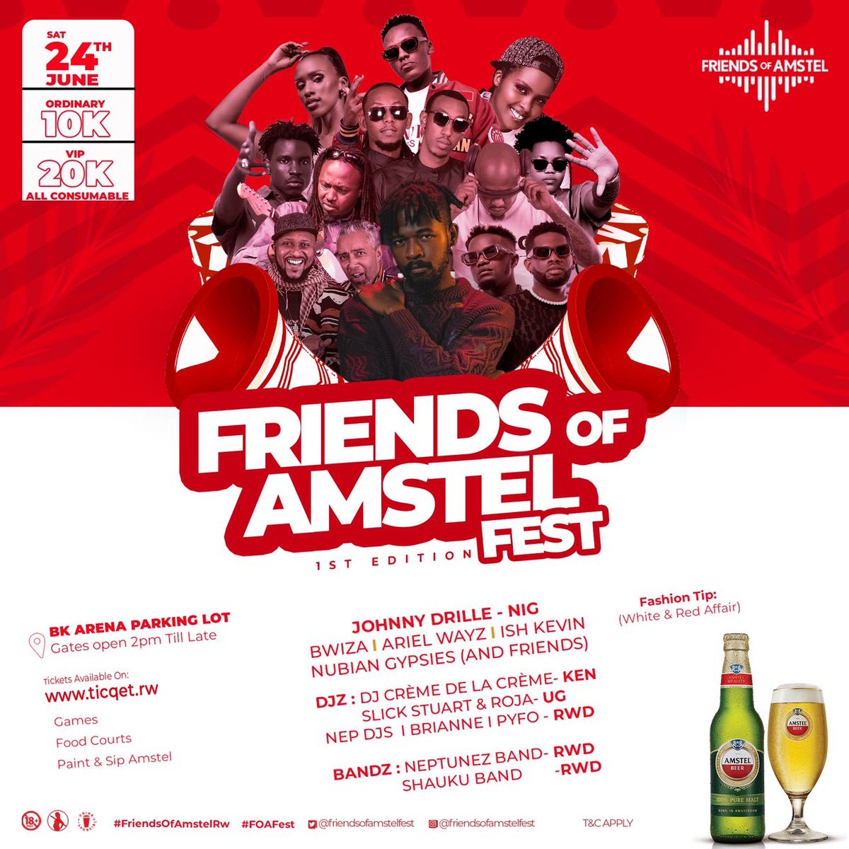 Bwizaofficial's tweet photo. No better time to start summer in style than doing it with your #Friends at the #FriendsOfAmstelFest.
Sat 24th June BK Arena Parking Lot. https://t.co/J6c0rt9oEs