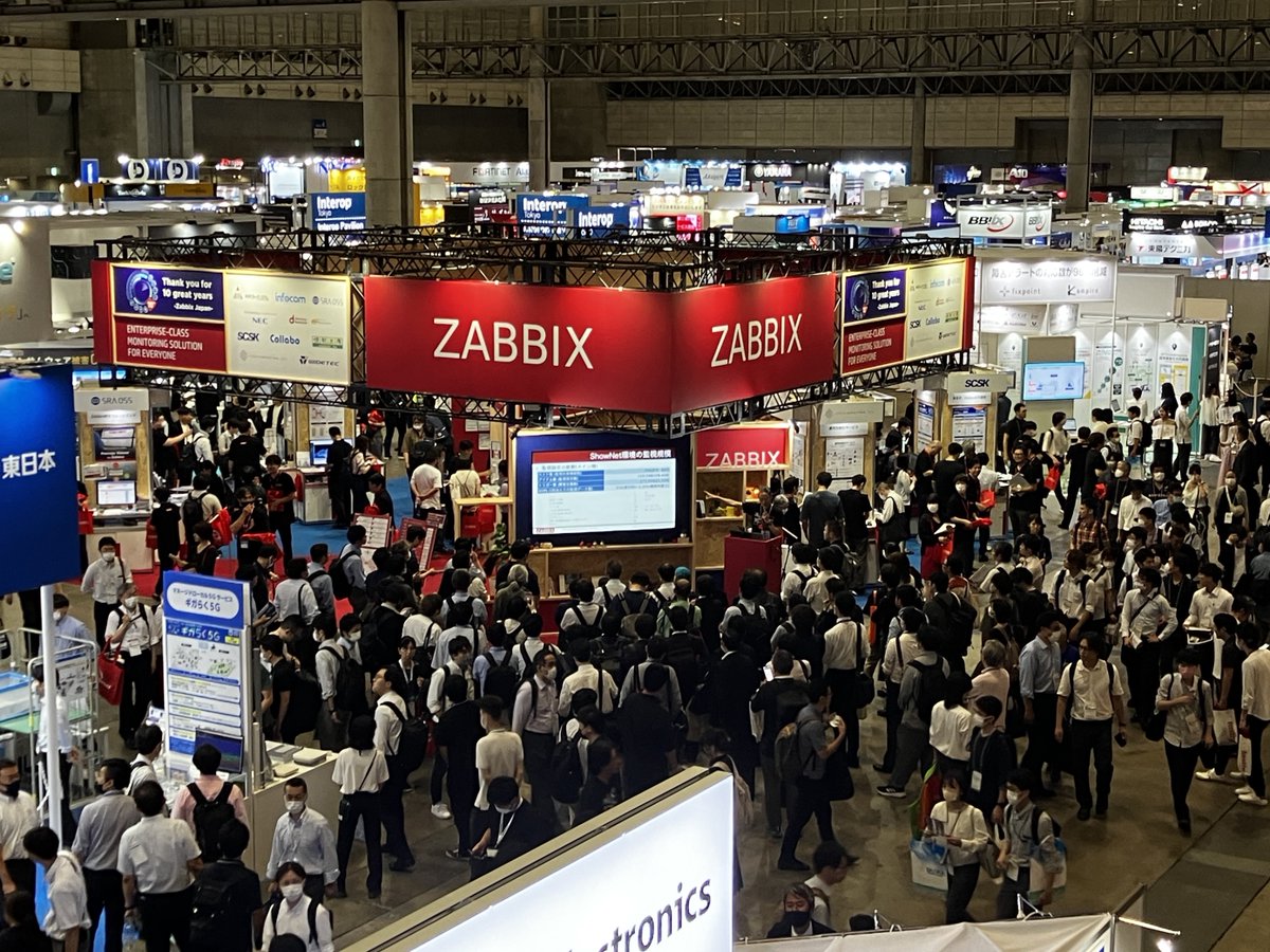 zabbix_jp's tweet image. #interop23 もいよいよ終盤。 #Zabbix ブースは初日、2日目に続き大盛況です！