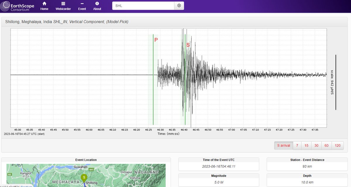 Light mag. 4.8 #earthquake - 12 km east of Sylhet, Bangladesh, on Friday, Jun 16, 2023 at 10:16 am (GMT +5:30)