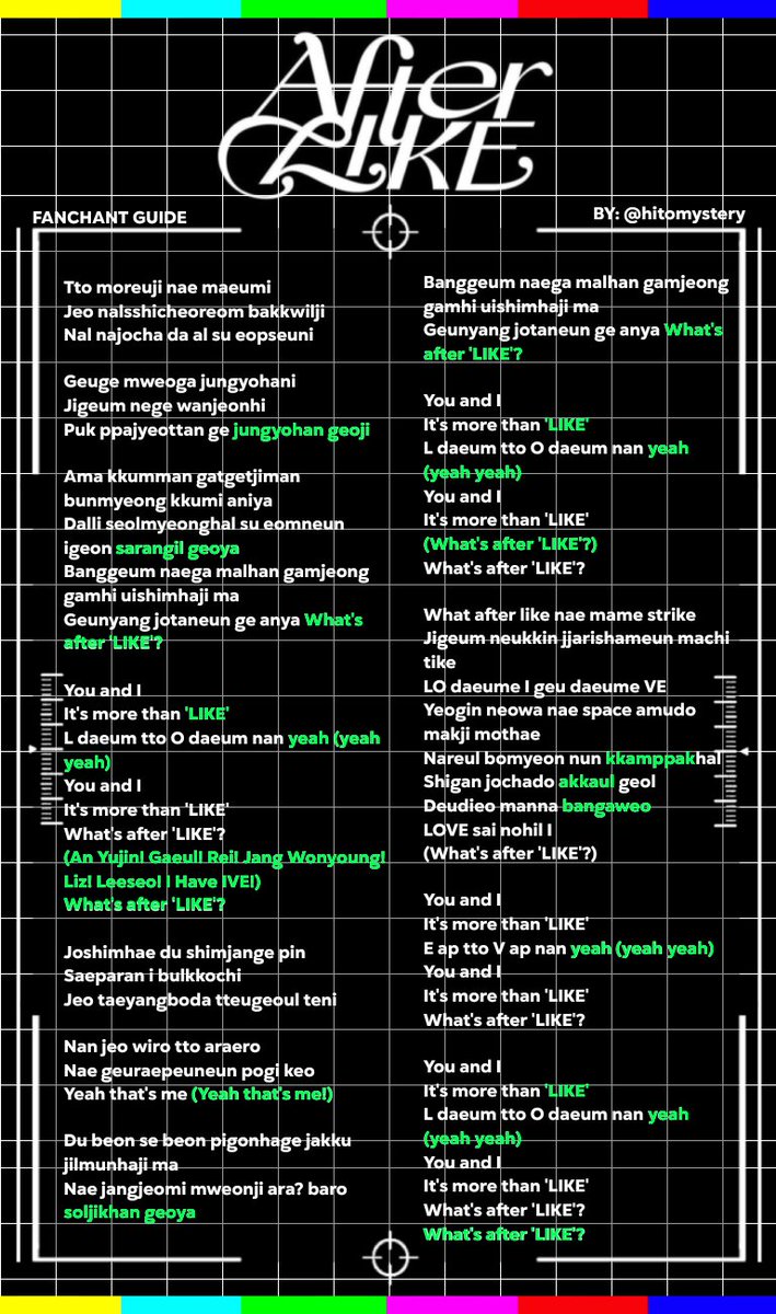 unrealizts's tweet photo. [IVE FANCHANT GUIDES]

hello, i made ive songs fanchant/cheering guides !! rts are very very appreciated !!
[Eleven, Love Dive, After LIKE, I AM]

(1/2)

#IVE #아이브 #IVEinManila 
#ThePromQueens #IVEMNL2023 #IVEThePromQueens
#MabuhayIVE
#ThePromQueensManila https://t.co/mfmm11qkAb