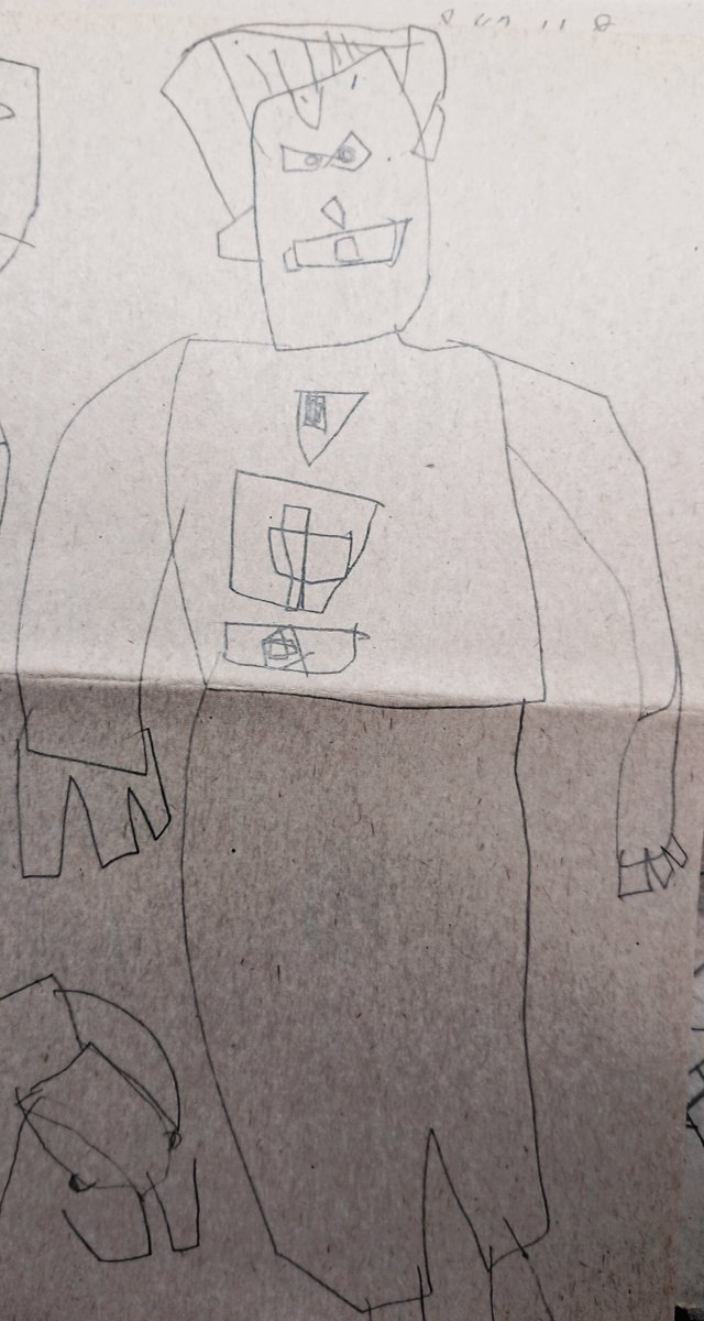 3歳児魯介の絵。 ジャイアントロボと カラミティ。