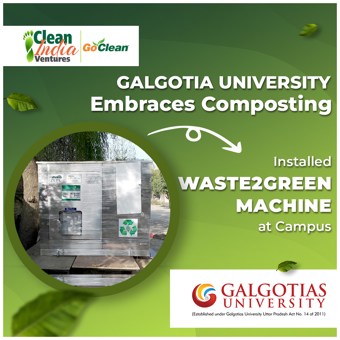 cleanindiatech's tweet image. The renowned University Campus of Galgotia has embraced #composting. We have delivered &amp;amp; installed a Waste2Green #CompostingMachine on the campus.
Visit cleanindiatech.com to get your #GocleanComposter today.
.
.
#CleanIndiaVentures #CleanIndiaTech #CIV #GalgotiasUniversity