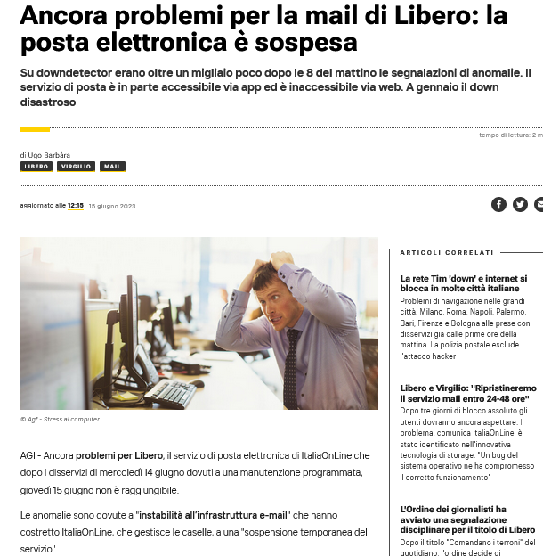 MilanoNaturalia's tweet photo. #liberomail down da 3gg.L'altro ieri pomeriggio per poco si era ripristinata,poi ancora down ad oggi,ed è la 4a volta da gennaio.#Italiaonline:'Ancora problemi per la mail di Libero: la posta elettronica è sospesa per instabilità all’infrastruttura e-mail" Info tel. 02-83905521 https://t.co/vkBbN42rUb