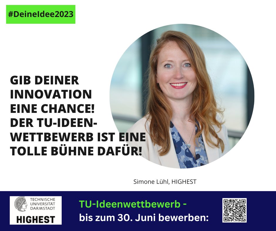 #DeineIdee2023💡Das Gründungszentrum HIGHEST der <a href="/TUDarmstadt/">TU Darmstadt</a> ist ein führender Technologie-Inkubator. Simone Lühl begleitet hier als Start-up-Coach Neugründer:innen. Ihr Bewerbungstipp: Stelle ein konkretes Problem in den Mittelpunkt und beschreibe dann die Lösung.