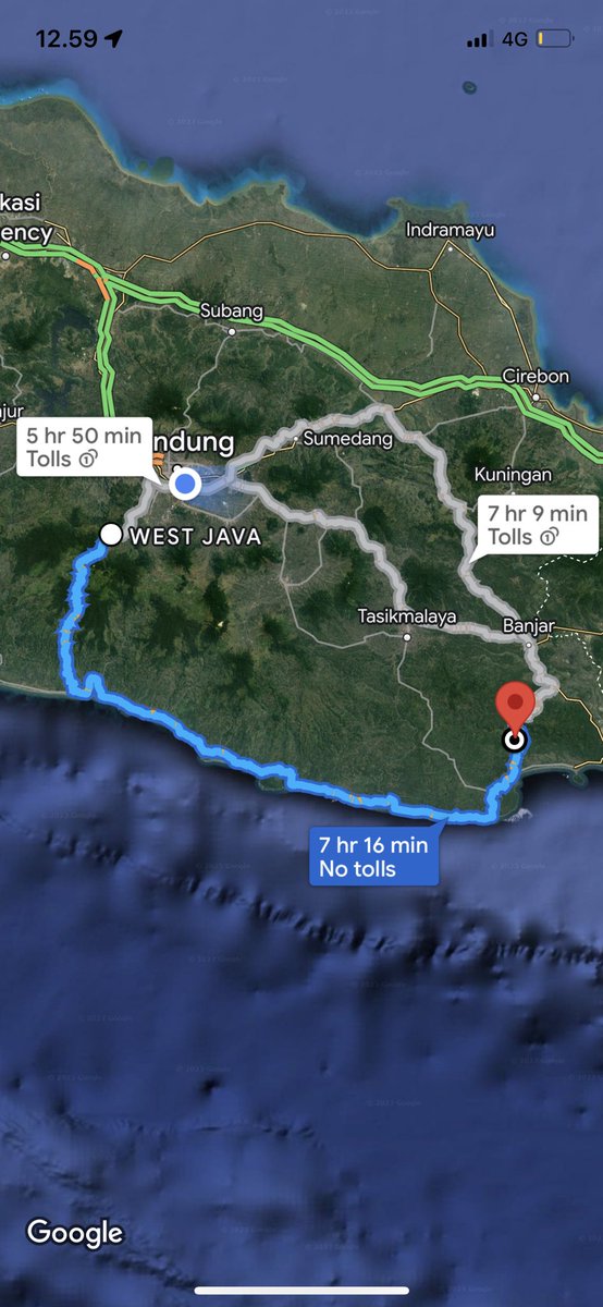 kozirama's tweet photo. Katanya jalur ini pemandangannya bagus banget. Ada yg udah pernah coba? Ini Pangandaran-Bandung via Ciwidey. https://t.co/ILh9O52ZWU