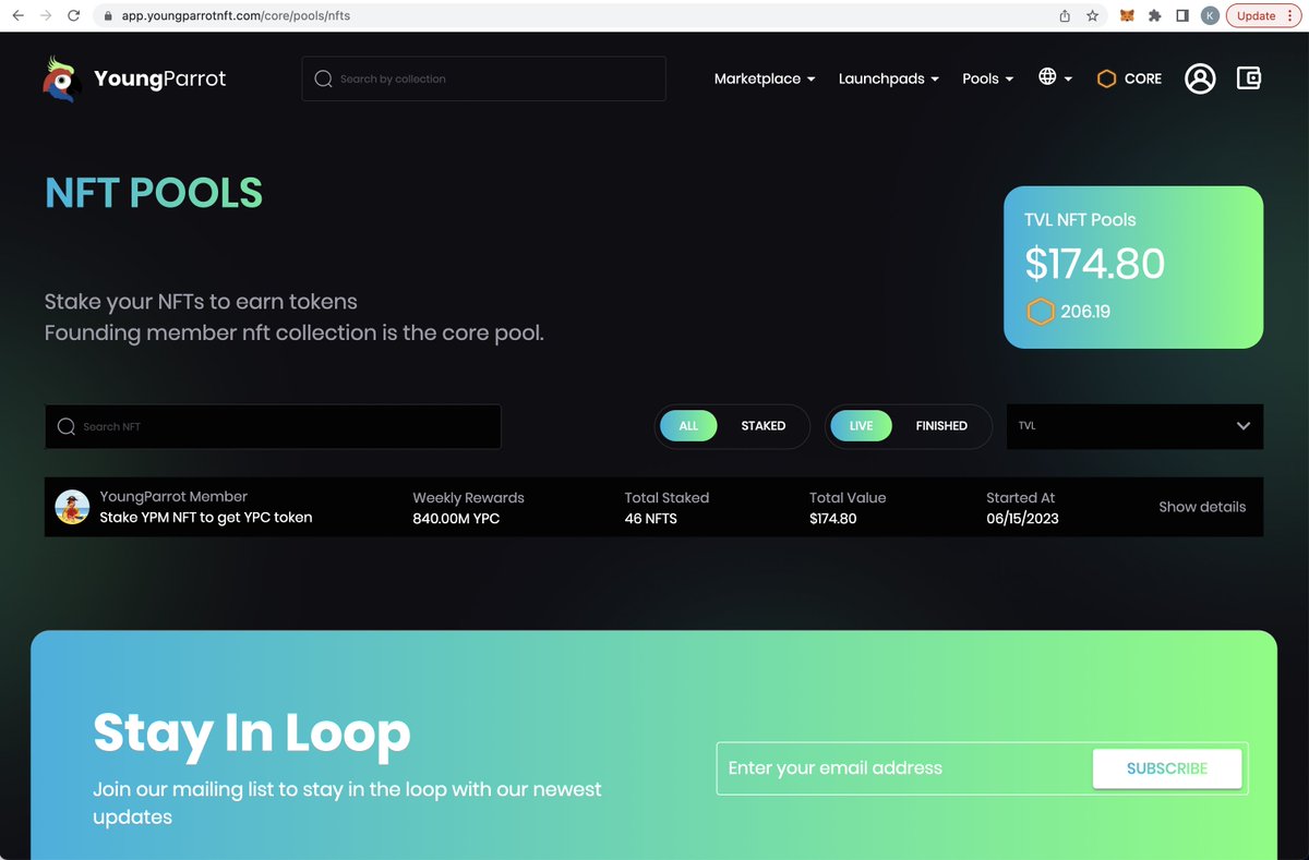 Hi community, 

YPM NFT staking pool is first NFT pool on YoungParrot, app.youngparrotnft.com/core/pools/nfts 🥳

To celebrate this great news, we will give 2 YPM silver, and 7 YPM bronze for 9 lucky people who do the following:

🔀 Retweet
⚡️ Tag 3 friends
🏠 Stake YPM &amp; share screenshot

#YPM