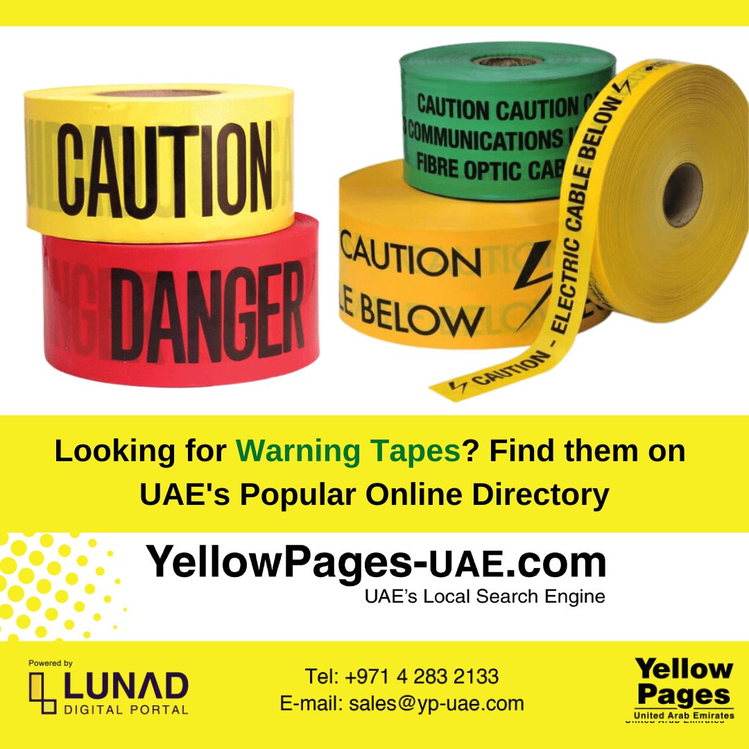 YellowPages_LMC's tweet photo. ๐ Discover top suppliers listed on Yellow Pages UAE for high-quality warning tapes that stand out.
Enhance safety, mark hazard zones, and create clear visual warnings at workspaces - https://t.co/4M7H4NcTBl
#warningsigns #warningtapes #worksafety #uae #ุงูุฅู
ุงุฑ https://t.co/zRt9J3jjNu