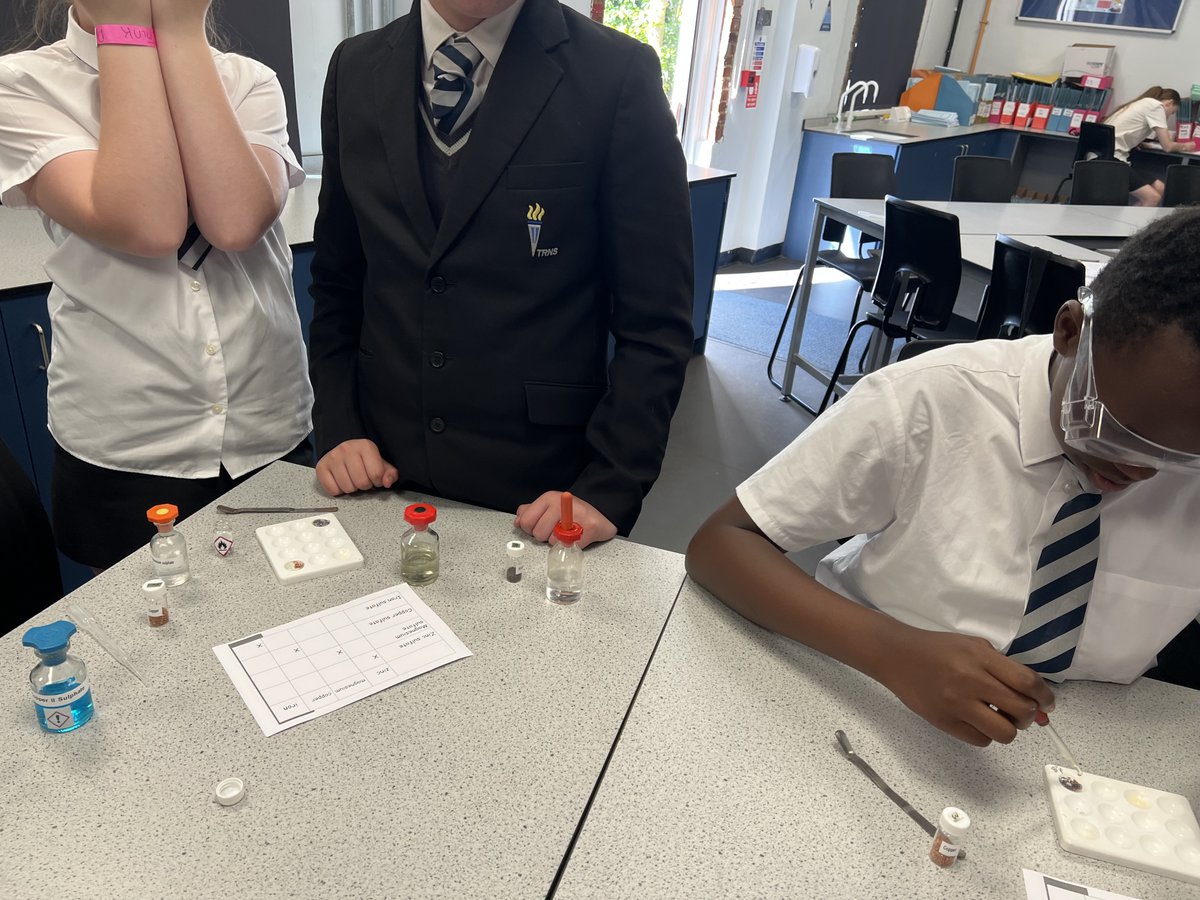 beyondTRNS's tweet photo. Yesterday in Science students were investigating the reactivity of metals and finding out which metals will displace less reactive ones from solution. It was amazing to see our fantastic students engaged in such an amazing lesson. #proudtoberns https://t.co/pBxYtxRv9Y