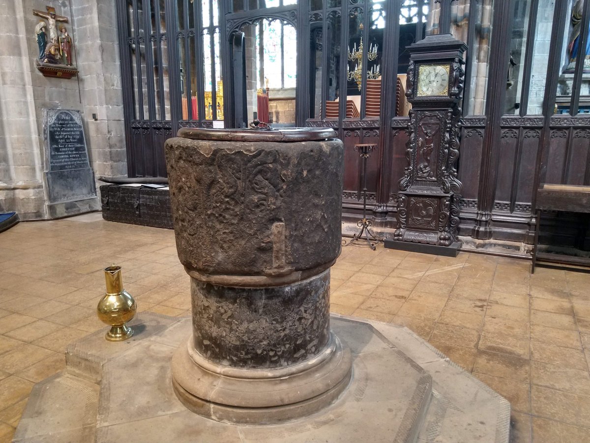 #FontsonFriday Norman tub font in St Mary’s & All Saints’ church, Chesterfield.