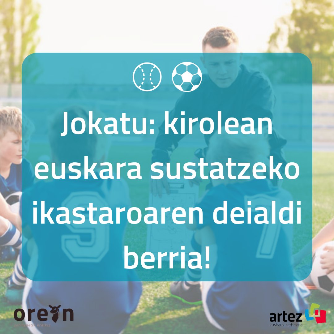 ⚾🏀⚽ Jokatu: Kirolean euskara sustatzeko ikastaroaren deialdi berria!
📆 Izen ematea: ekainaren 9tik 16ra
📝Modalitatea: Online
🕓 Iraupena: 2h
💶 Doan
✏️Izen ematea 👉bit.ly/Jokatuorein
🤝 Oreinekin elkarlanean
#kirola #euskara  #online #doan #Orein #Artez #BIKEE