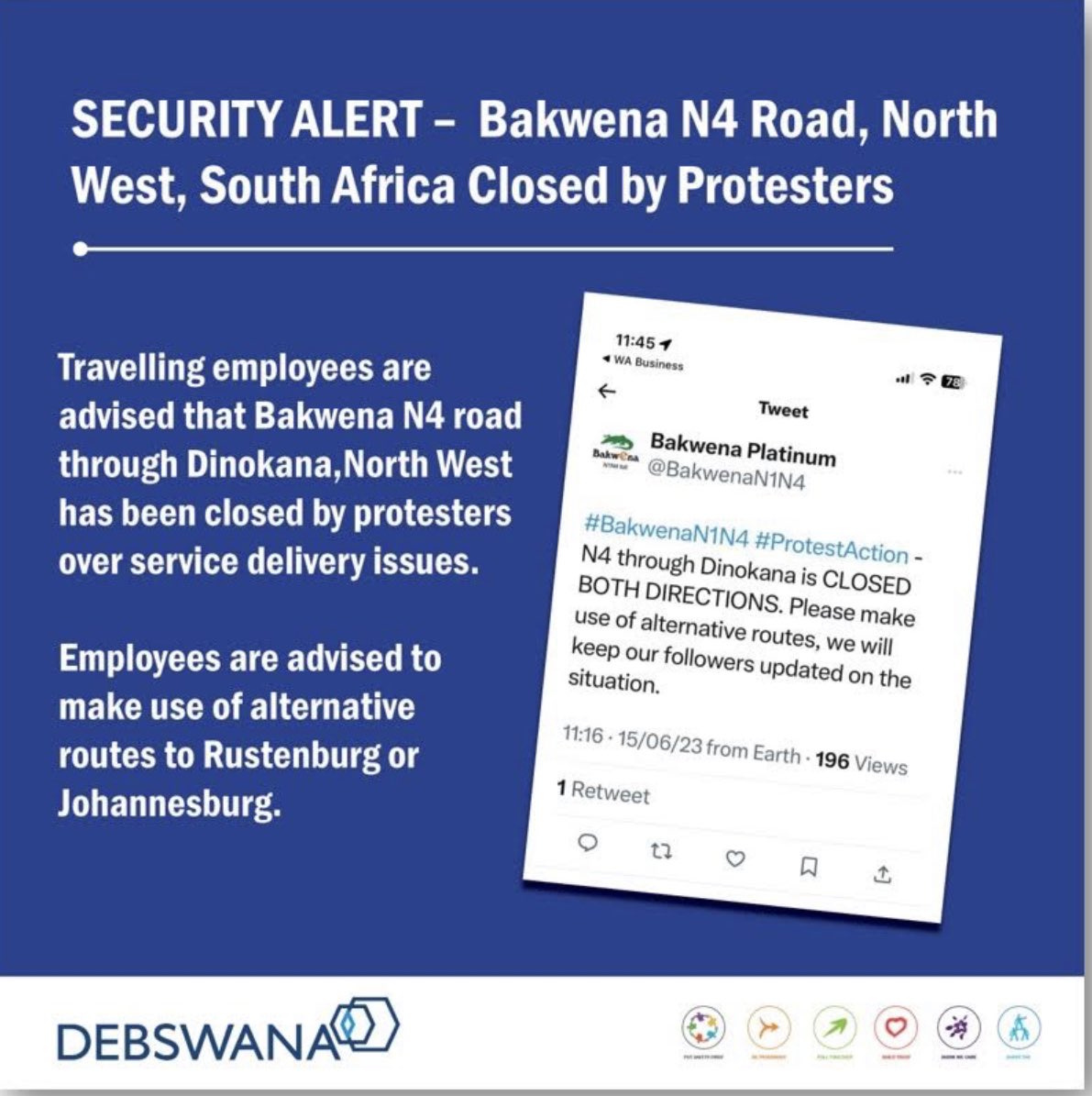 thabomasalila's tweet photo. @BakwenaN1N4 Kindly note that not all users know Dinokana or Maretlwana, but will most travel to Johannesburg, Rustenburg, Pretoria or Zeerust when on that road. The use of point of departure and destinations communicates effectively 

Your tweet and warning is appreciated and very welcomed https://t.co/JytlStDgAy