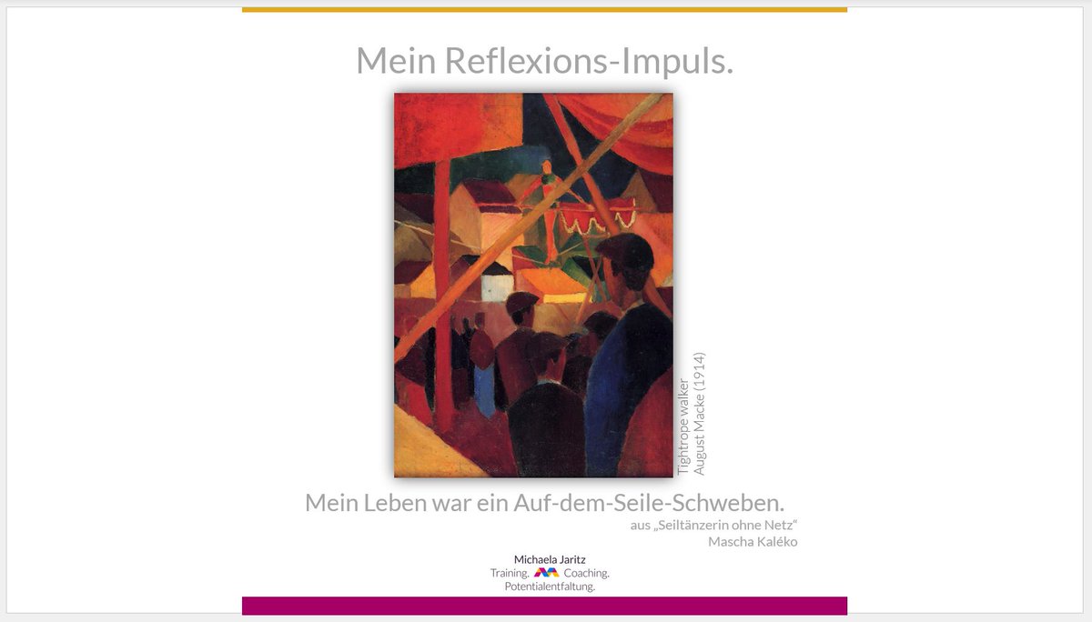 MichaelaJaritz's tweet photo. Reflexions-Impulse, die kompakte Form des Coachings mit Kunstwerken. Seit 2020: (Fast) jeden (Frei)tag, ein Werk, ein Text, keine weiteren Kommentare von mir. So kann der Impuls ganz individuell wirken.
#selfreflection #coachingwithart #sichtbarmachen #platzmachen #möglichmachen https://t.co/5ASNgsQ2hw