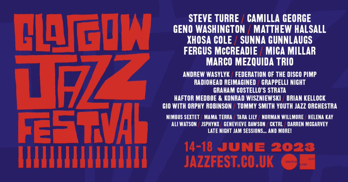 Don’t miss @GlasgowJazzFest across Glasgow w/ events at @drygate @thegladcafe @thehugandpint @OldHairdressers feat. acts like @SunnaGunnlaugs @fergusmccreadie @taralilymood @KapilSeshasayee @A_Wasylyk +more #GlasgowJazzFestival see ➡ jazzfest.co.uk