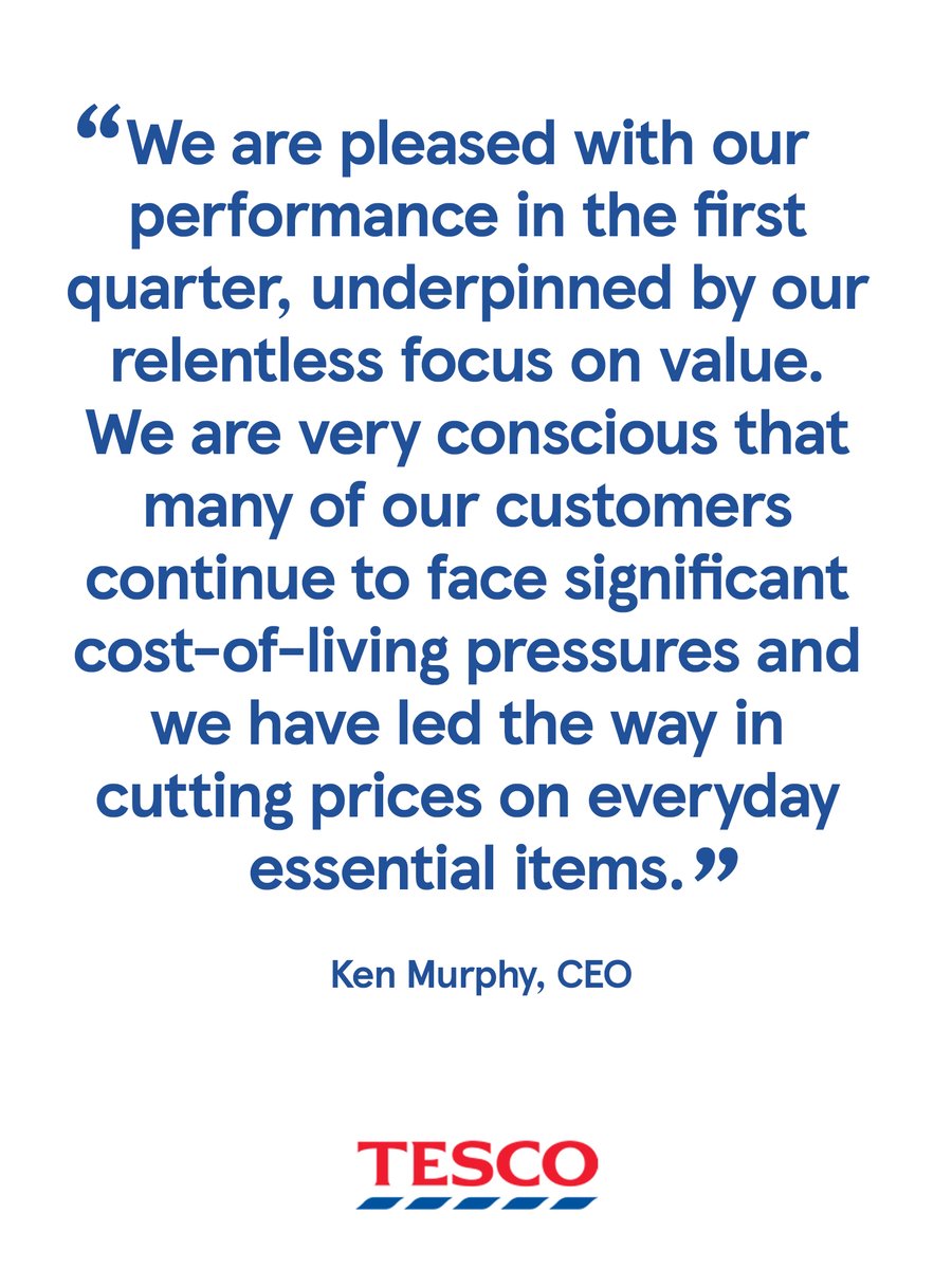 Tesco Q1 Trading Statement 23/24: Ongoing focus on value and quality delivering strong performance. 

Read more here: bit.ly/3NxvCfx