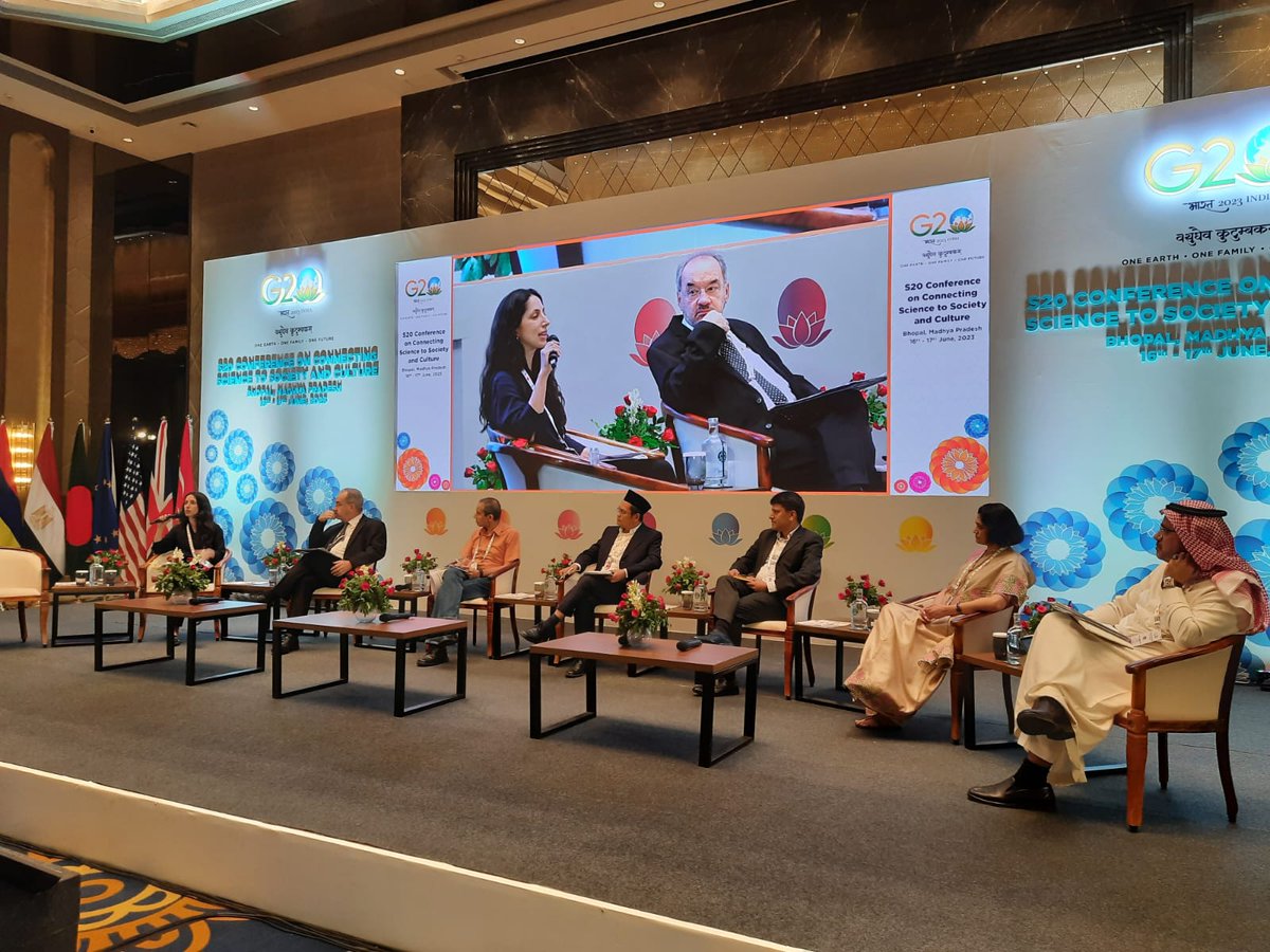 An International Expert Panel discussed on Emerging Disruptive Technologies and Sustainable Development [Rubin Oliven (Brazil), Saba Kalam (ISA), Denisse Albornoz (UK), Hasan YahyaAlAyied (Saudi Arabia), Ahmad Najib Burhani (Indonesia), Atya Kapley, AmbujSagar – Moderator] #G20