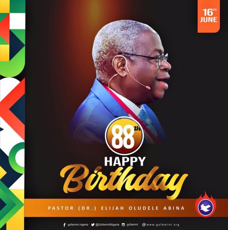 jesusplugtv's tweet photo. DADDY ELIJAH ABINA @88
๐
๐
He is the General Overseer of The Gospel Faith Mission International (GOFAMINT)
We love and celebrate you always. โค๏ธ
Follow our page @jesusplugtv ๐๐ฝ
#JesusPlugBirthdays #BirthdayPlug
#GOFAMINT #DaddyAbina #happybirthday #fellowship https://t.co/KKn4a17xQe