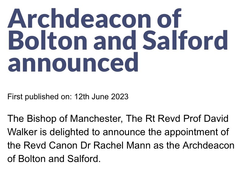 Congratulations to @RevRachelMann on her appointment to the role of Archdeacon for Bolton & Salford sending love, prayers, and good luck from everyone @StNicksBurnage ‘The Lord will keep you from all harm, he will watch over your life’ @DioManchester @churchofengland