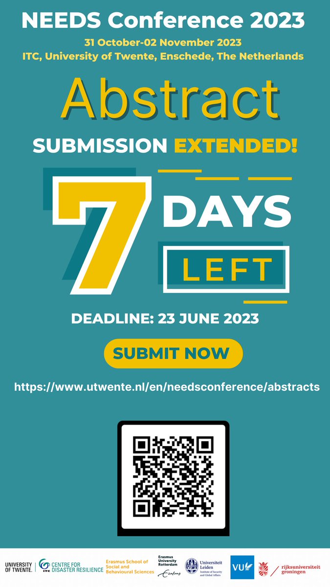 Good news! 🎉 On your special request, The NEEDS conference 2023 deadline has been extended by a week (New Deadline: 23 June 2023)! 📝 Got a burning research idea? Now's your chance to share your work. No time like the present, let's get those abstracts in! 🔬💡 #NEEDS2023