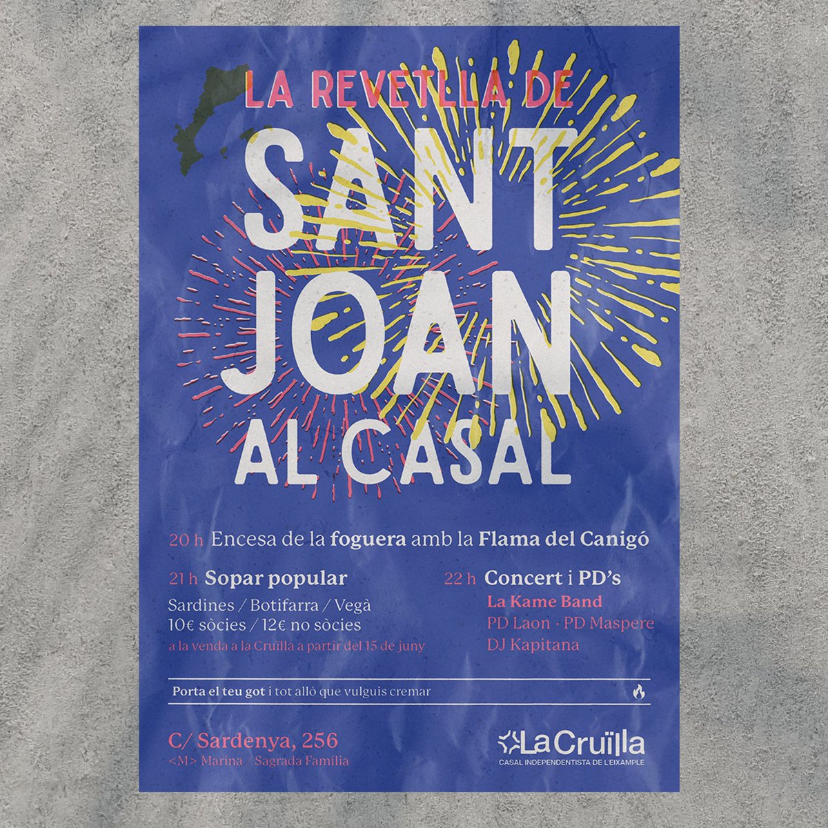 lacruilla's tweet photo. 🔥 La revetlla, la passem al Casal!🎊

Tindrem tot el que necessites:
🔥 foguera per cremar-ho tot, 
✊ cultura popular al carrer, 
🌮🐟 soparet per gaudir, 
🎶 i concerts i PD's per no parar 
💃 amb la Kame Band, PD Laon, PD Maspere i DJ Kapitana 🔥

✨ https://t.co/Ncm8hAlbWj