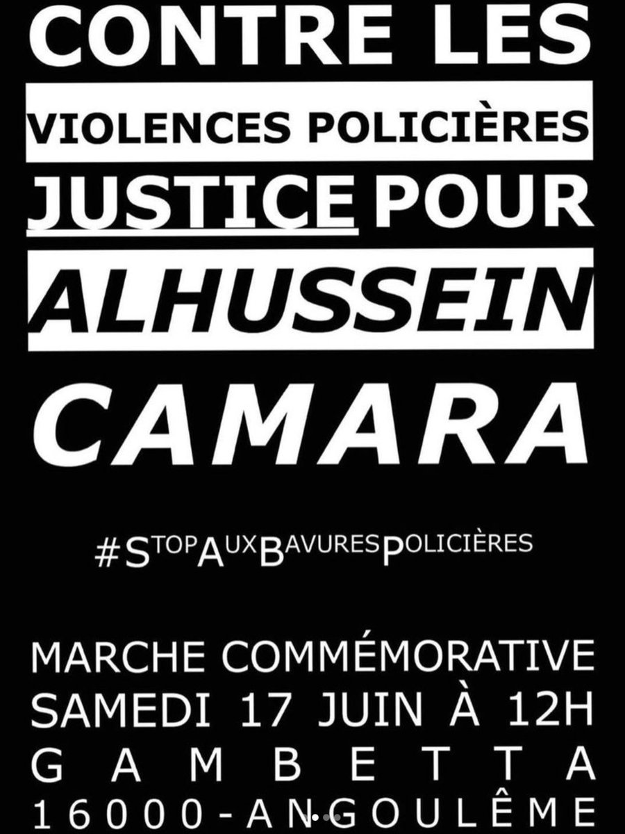 Après la mort d'Alhussein Camara, tué par un policier à Angoulême pour 'refus d'obtempérer', une marche commémorative est organisée samedi. 

Il était arrivé en 2018 de Guinée. Passé par un foyer de l'ASE, il avait décroché un CAP Cuisine. Il est mort en se rendant au travail.