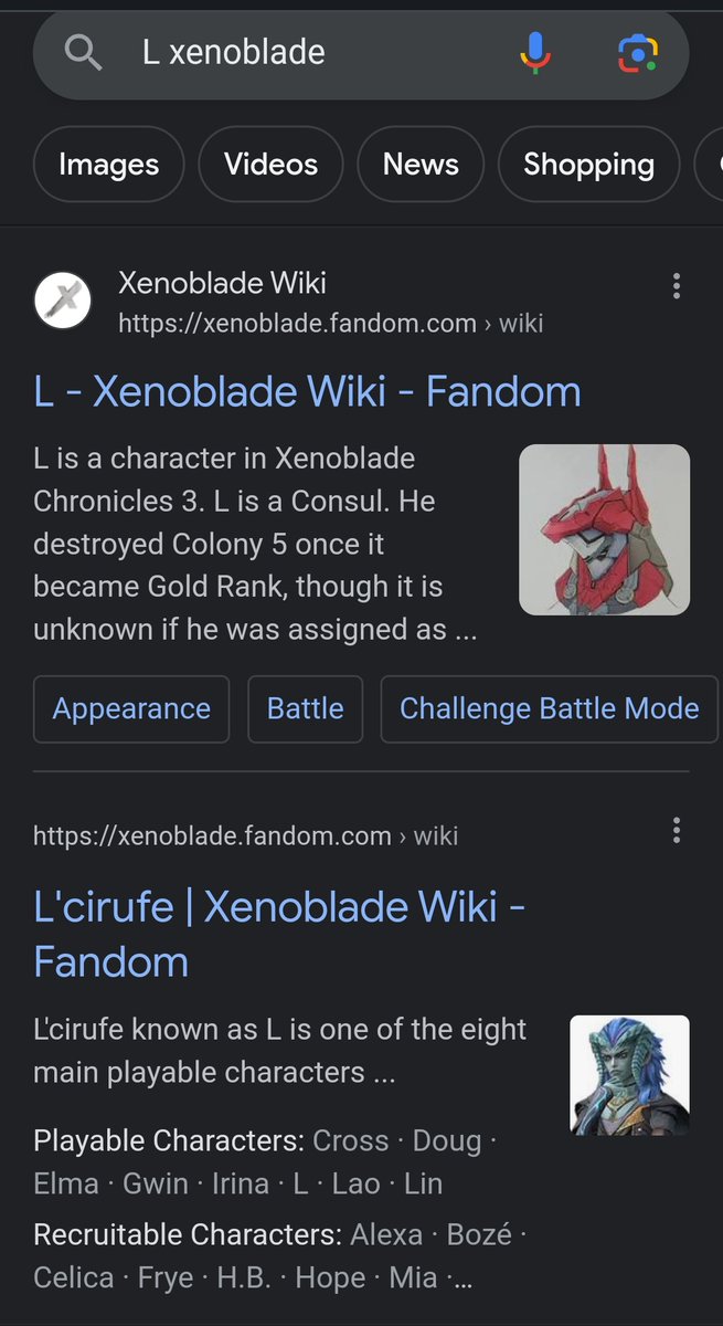 The fact that some dumb forgettable consul is the first result before L'cirufe when you search up 'L xenoblade' is so depressing.