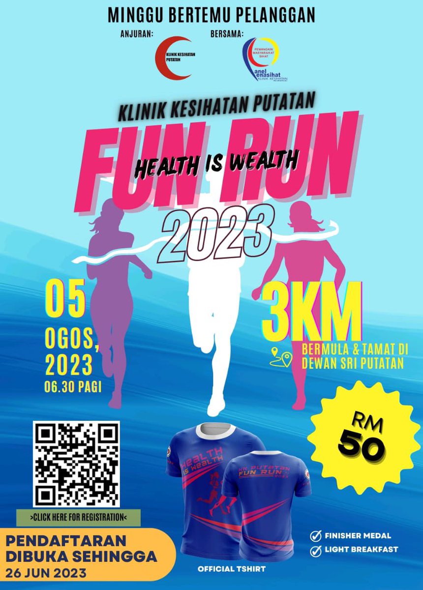 Hai semua rakyat Kota Kinabalu, Sabah! Apa khabarrr! Mari ramai ramai sertai Fun Run ni, 3KM jak. Jangan lupa register okay! 🎉