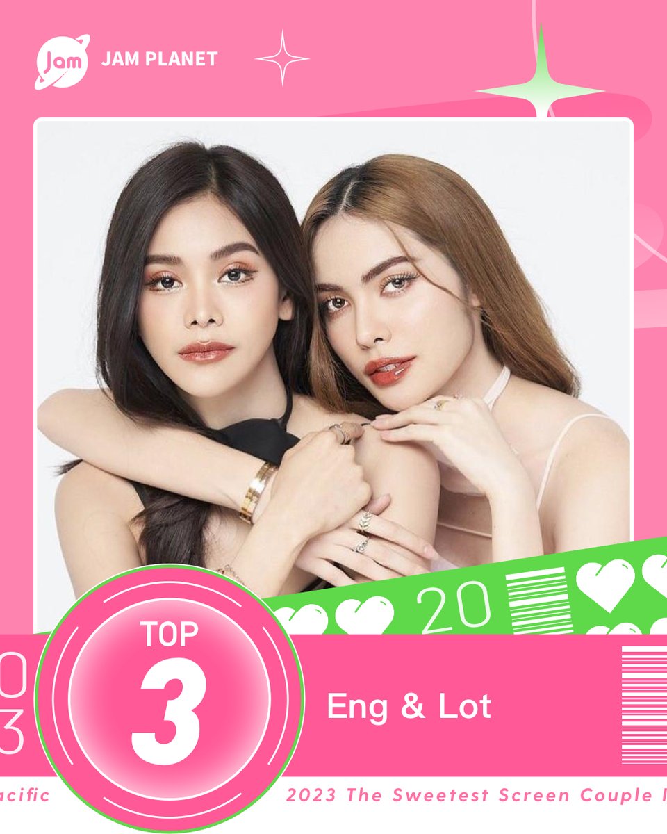 ✨Congratulations to Eng&Lot for winning third place in 2023 The Sweetest Screen Couple In Asia Pacific
💖Thanks for all fans' effort！
@EWaraha @itscharlotty
 
#EngLot #JamPlanet