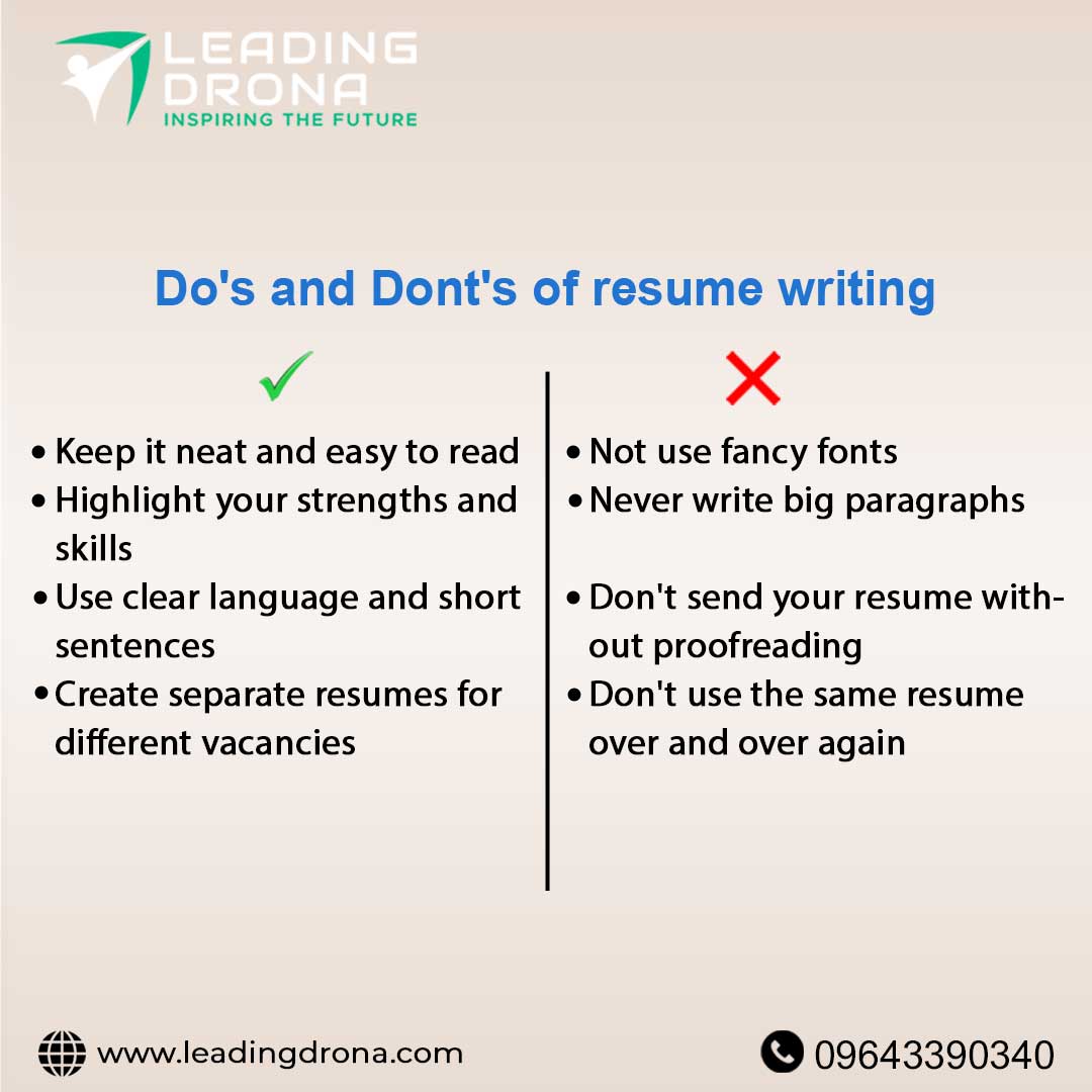 Crafting a winning resume? Keep these expert insights in mind!

#ResumeWritingTips #JobSearchSuccess #CareerAdvice #ResumeTips
#Leadingdrona #JobSeekers #JobApplication #ResumeWriting #ProfessionalDevelopment #JobSkills #CareerGrowth #JobOpportunities #EmploymentTips #JobTips