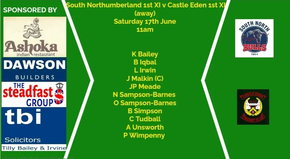 CECC_official's tweet photo. Saturday team news  ⬇️⬇️⬇️🏏#ute @neplcricket @SouthNorthCC @SacristonCCC https://t.co/zsVXCT49gi
