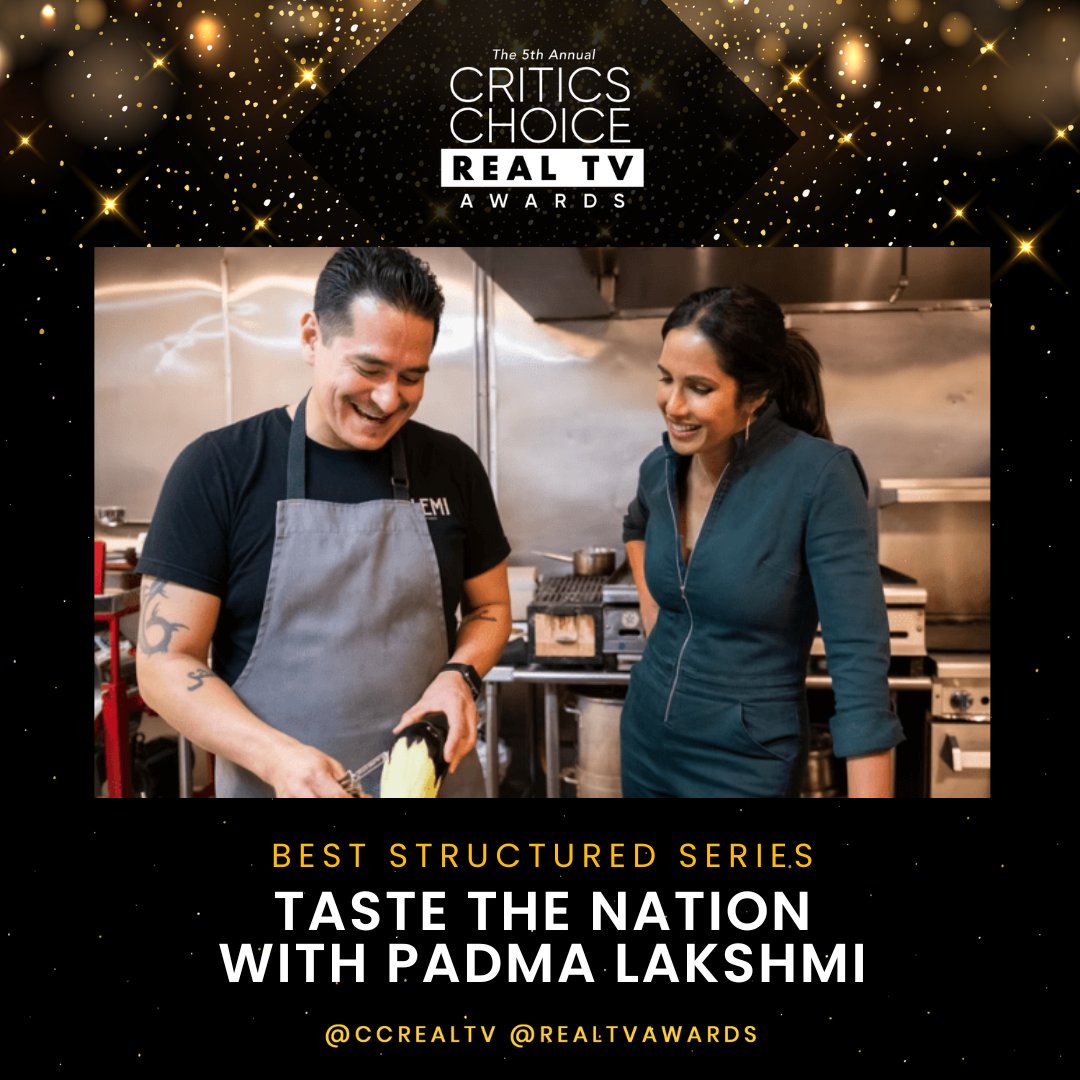 CCRealTV's tweet photo. Congratulations to “Taste of The Nation with Padma Lakshmi”, winner of the Critics Choice Real TV Award for Best Structured Series.
⭐️⭐️⭐️⭐️️
#TasteofTheNation #Padmalakshmi #criticschoice #realtvawards #ccrealtv @PadmaLakshmi @CriticsChoice https://t.co/SJmws834Xi