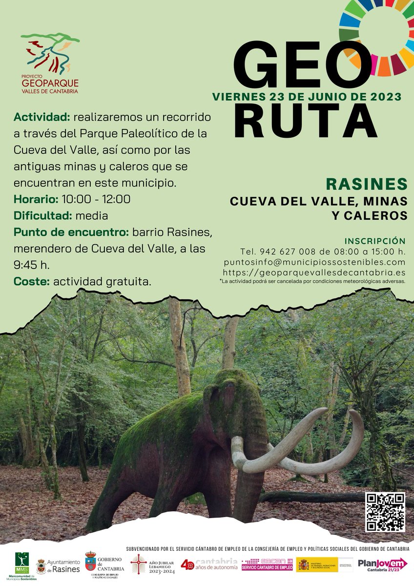 vallescantabria's tweet photo. El próximo viernes 23 de junio realizaremos la geo ruta Minas y mamut de Rasines, Actividad gratuita!
Anímate e inscríbete: 942 627 008 //puntosinfo@municipiossostenibles.com
 
#georuta #Geoparque #rasines #MMSC #geoparquevallesdecantabria #patrimonio #RLSC #Agenda2030 #ODS https://t.co/nT8g6K3BkL