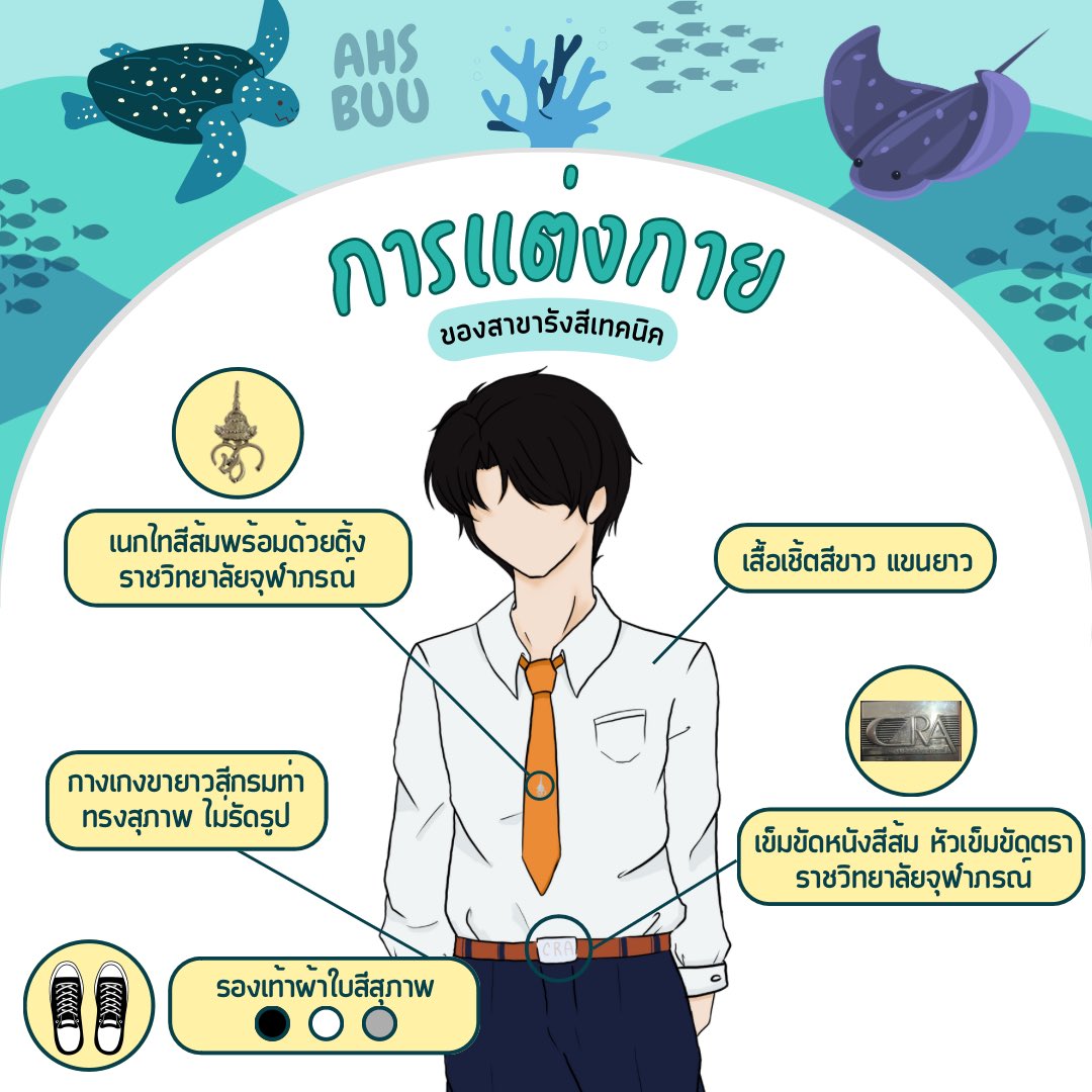 smoahssbuu's tweet photo. 🥼 ⸝⸝ 🩺◟✿ การแต่งกายเพื่อเข้าร่วมงานปฐมนิเทศนิสิตชั้นปีที่ 1 คณะสหเวชศาสตร์ มหาวิทยาลัยบูรพา ประจำปีการศึกษา 2566  ในวันที่ 28 มิถุนายน 2566 :* 🎊 +ﾟ

#สหเวชบูรพา #AHSBUU #ทีมบูรพา #AHSsBUU #SMOAHSsBUU https://t.co/euhmKu5ATy