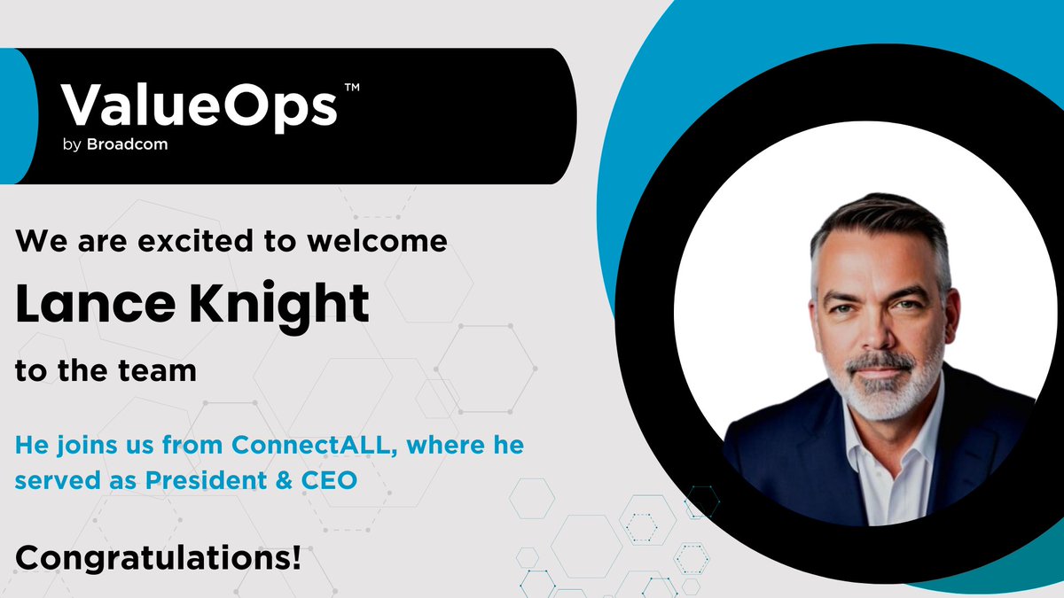 As part of @Broadcom's addition of @connectall_ to our ValueOps portfolio - we also gain talented leaders & innovators like ConnectALL's CEO Lance Knight!  He will help companies on their #digitaltransformation journey by serving as the Chief Value Stream Architect. Welcome!