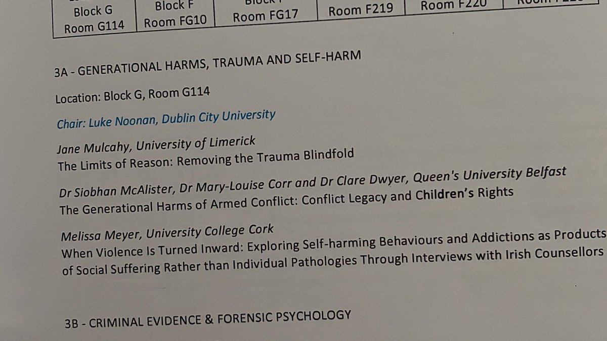 LukeNoonan10's tweet photo. Looking forward to chairing the “Generational Harms, Trauma and Self-Harm” panel at the second day of the 2023 North-South Criminology Conference @LawGovDCU @DCU this morning. An amazing line-up of speakers planned #NSCC23 https://t.co/UE26PNK7Ep