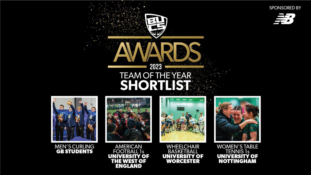 And last, but absolutely not least, the shortlist for the Team of the Year Award, sponsored by <a href="/NBTeamsportsUK/">New Balance Teamsports</a> is…

🥌 <a href="/TeamCraik/">Team Craik</a>
🏈 @UWE_Bullets
🏀 <a href="/UW__Basketball/">University of Worcester Basketball</a>
🏓 @UoNTT