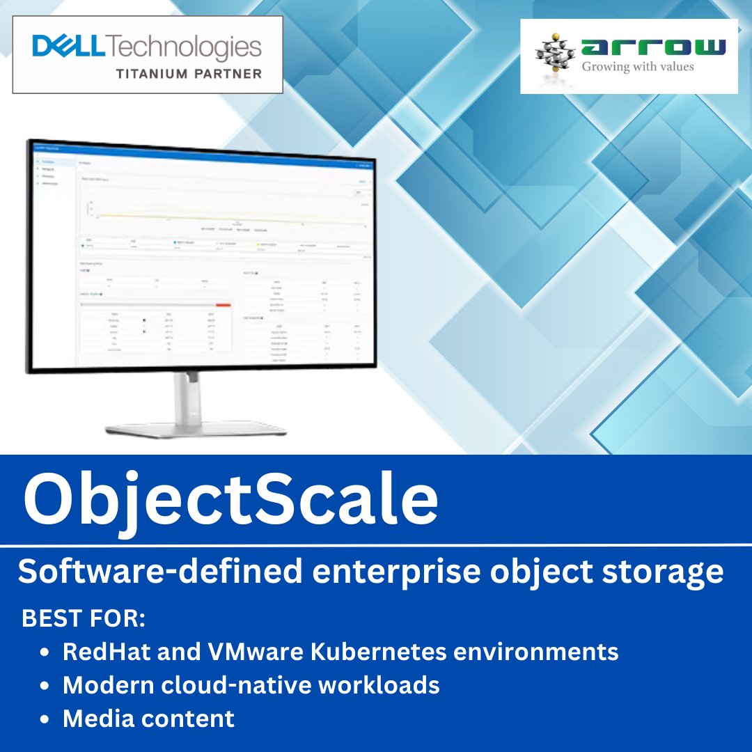 Unleash the Power of Software-Defined Object Storage with ObjectScale. Transform Your Enterprise Data Management with Arrow PC Network. #ObjectScale #softwaredefinedstorage #enterprisedata #arrowpcnetwork #dell #partners #technology #tech #it #business