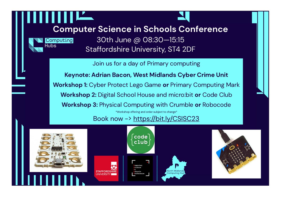 Are you a primary school teacher? Do you have to teach computing?
Do you want some help and inspiration?

If so, come along to Computers Science in Schools Conference on 30th June

Book here: bit.ly/CSISC23

#CSISC23 #teachcomputing
@SarVaughans @CompAtSch @comp4sch