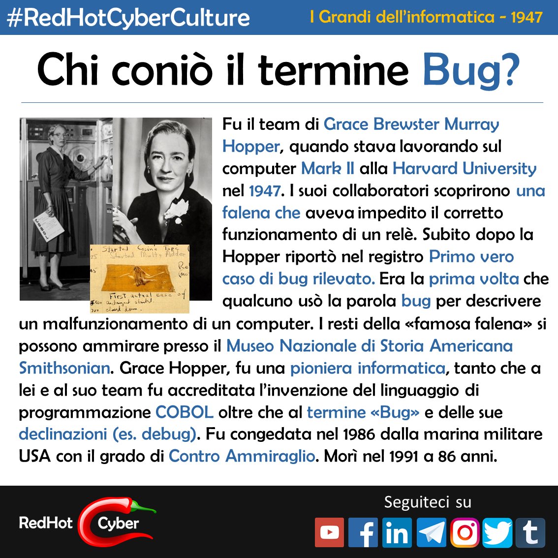 redhotcyber's tweet photo. Si è "buggato"… sapete chi ha inventato la parola "bug"?
Approfondisci con il video:
👉 https://t.co/2lgECjXFo5
#redhotcyber #inventori #pionieri #informatica #innovazione #intuizione #genio #ingegno #newtech #technology #innovation #it #computer #RHCpioneer https://t.co/clOfYn8K6f