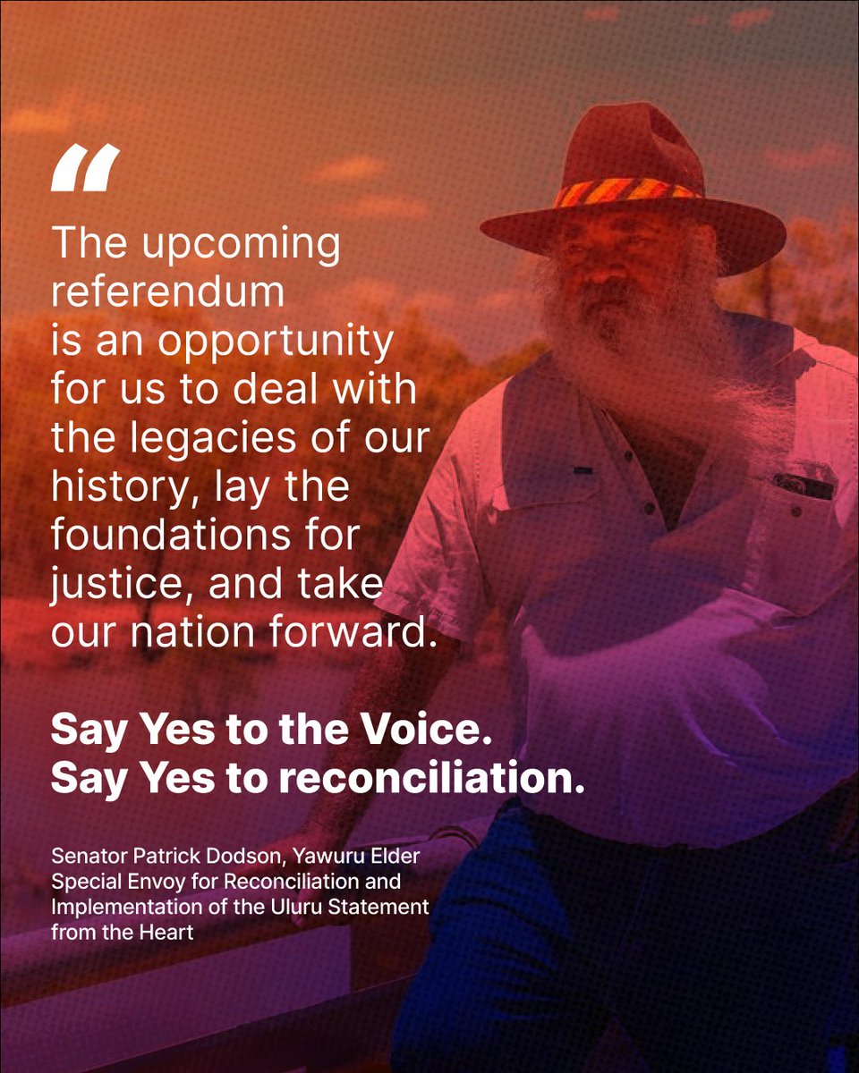 I'm with Pat. He knows that the Voice is our best chance at reconciliation. #voteyes #voicetoparliament